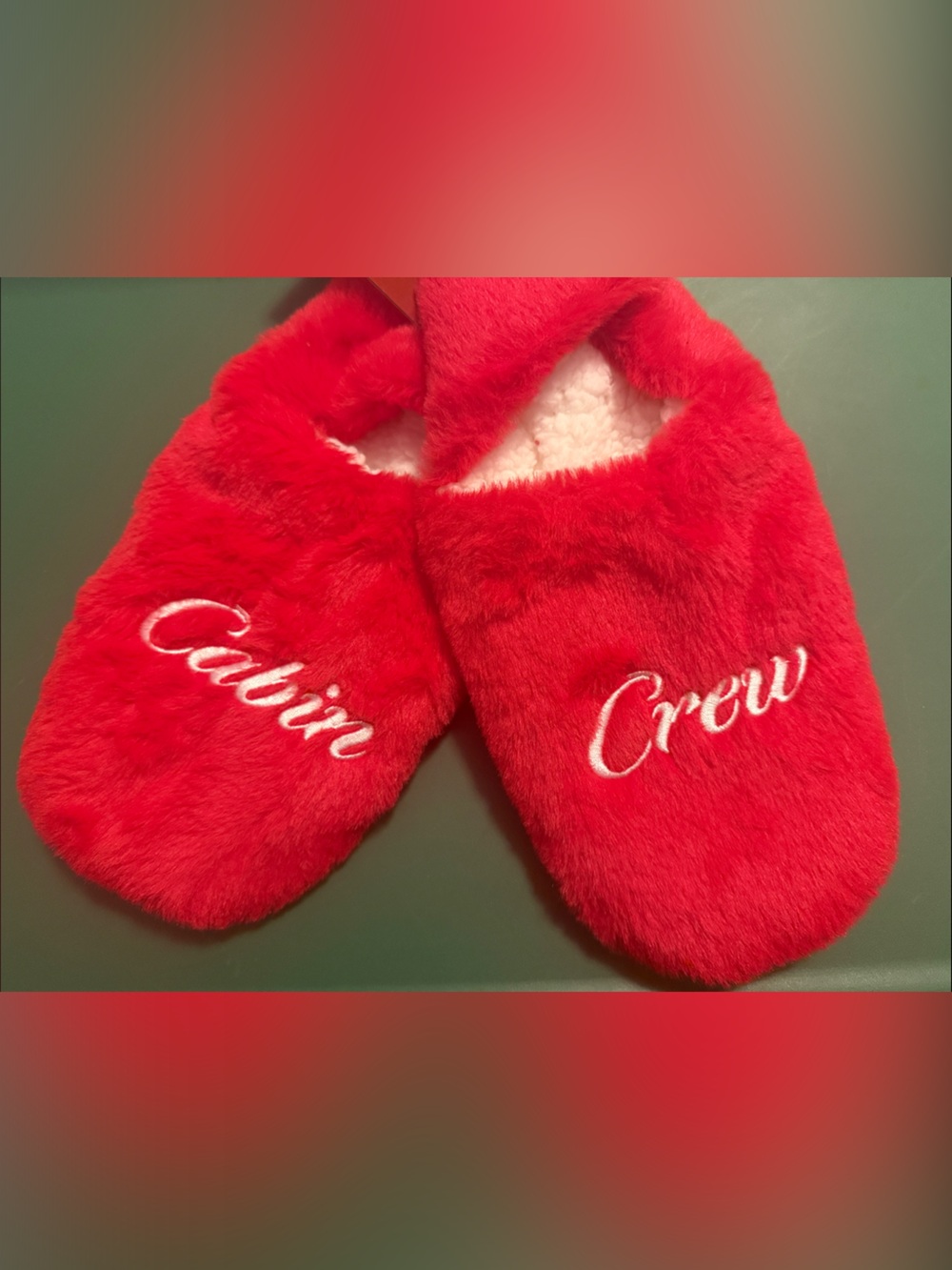 Wondershop Red Plush Faux Fur 'Cabin Crew' Slip-On Slippers
